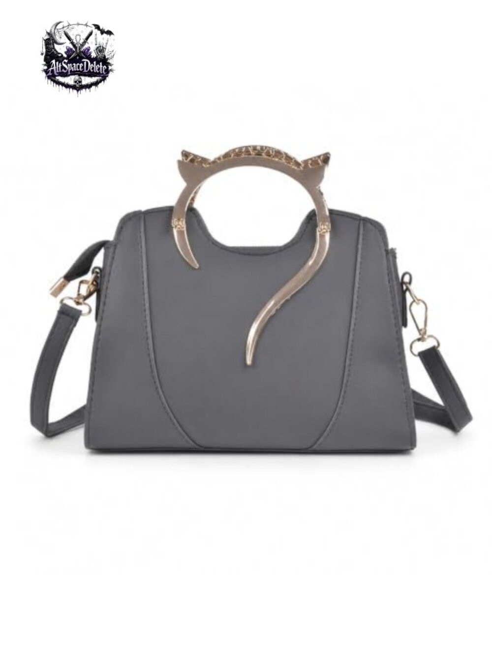 Cat Purse Women Cute Metal Cat Handle PU Leather Satchel Crossbody Shoulder Bag
